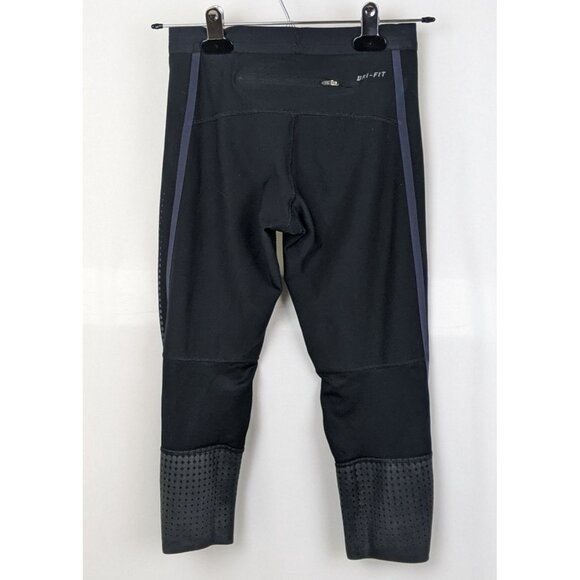 Nike Dri-Fit Black Capri Leggings Workout Running Athletic Mesh Design Women XS - Picture 1 of 5